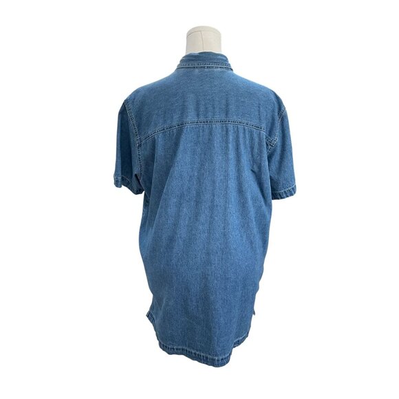 Vintage Cat Embroidered Denim Shirt Cottagecore Coquette Whimsical Floral - Picture 8 of 12